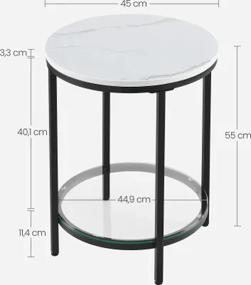 Zdjęcie produktu dla Okrągły stolik nocny 2 poziomy 55 cm