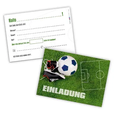 Produktbild von itenga 12 x Postkarte Einladung "Fußball" Geburtstag Kinder Party DIN A6 quer