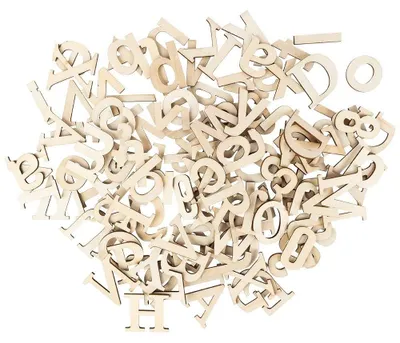 Holzbuchstaben & Zahlen-Set, 124 Teile, ca. 4,5 cm, zum Basteln