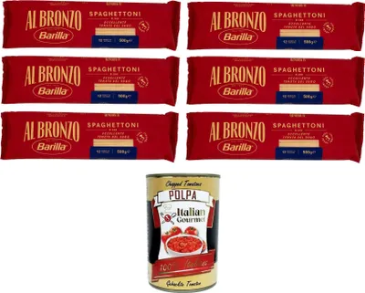 Produktbild von Al Bronzo Pasta Spaghettoni Bronze Gezogene Pasta Rohe Verarbeitungsmethode 6x 500gr + Italian Gourmet polpa 400g