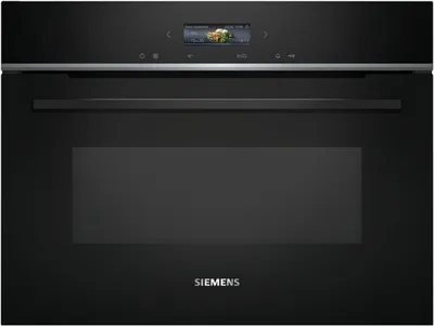 Siemens iQ700, Einbau-Mikrowelle, 60 x 45 cm, Schwarz, Edelstahl CE732GXB1 Frontansicht geschlossen