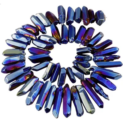 Produktbild von Kristallpunkt Perlen Strang Regenbogen Blau 13mm-42mm Poliert 15 Zoll Lose Perlen für Schmuckherstellung
