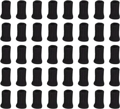 Produktbild von Famanu Stuhlsocken mit Filzgleitern - Antirutsch Möbelbezüge für Stühle, Tische und Bänke - Schwarz