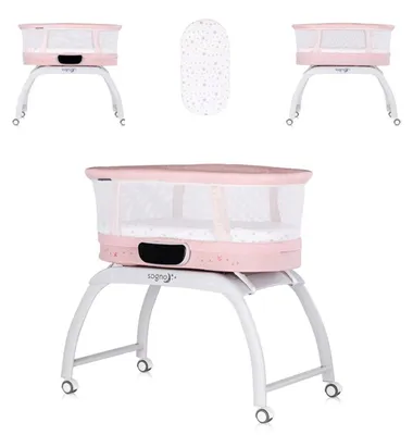 Produktbild von Chipolino Beistellbett Sogno 2 in 1 Spieltisch, Fernbedienung, eingebaute Waage rosa