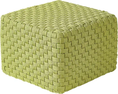 Produktbild von BELIANI Outdoor Pouf Grün Kunststoff 50 x 50 cm Quadratisch Handgewebt Garten Hocker Accessoires Boho Stil