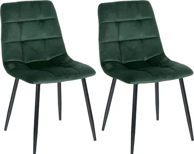 Produktbild von CLP 2er Set Esszimmerstuhl Tilde gepolstert mit Rückenlehne bis 150 kg belastbar schwarz Material Samt