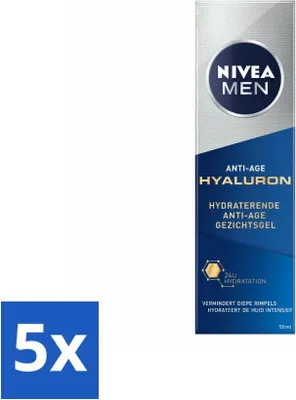 Produktbild von NIVEA MEN - Anti-Age - Feuchtigkeitsspendendes Gesichtsgel mit Hyaluron - 50 ml - Vorteilspack - 5 Stücke