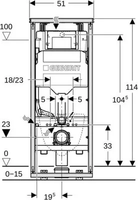 Produktbild von GEBERIT 461303006 GIS Element f. WWC, 114 cm, mit Sigma