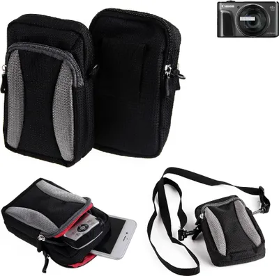 Produktbild von K-S-Trade Fototasche kompatibel mit Canon PowerShot SX720 HS Gürtel-Tasche Holster Umhänge Tasche Kameratasche, schwarz-grau Brust-Beutel