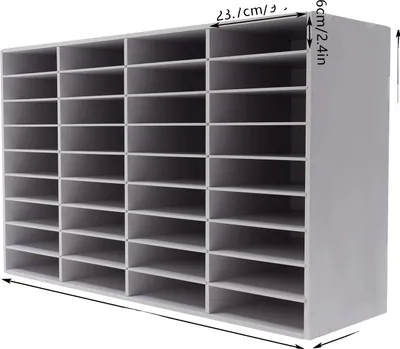 Obrázok produktu pre Organizér na literatúru, robustná konštrukcia, veľkorysý úložný priestor, biely 36 zásuviek