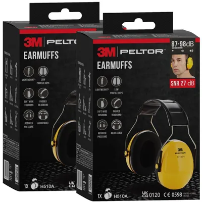 Produktbild von 3M PELTOR Optime Kapselgehörschutz 2er-Set, 27 dB SNR, Anti-Lärm, gelb