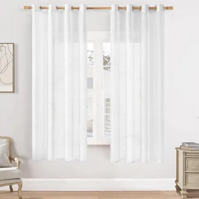 Immagine prodotto di Eleganti set di tende corte bianche con anelli per la decorazione delle finestre