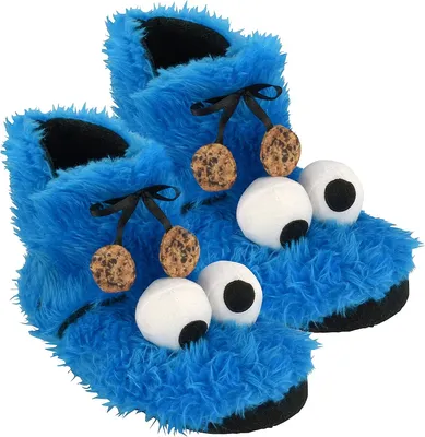 Produktbild von Sesamstraße Hausschuhe - Krümelmonster 3D Plüsch Booties Stiefel Cookie Monster Blau 41-42