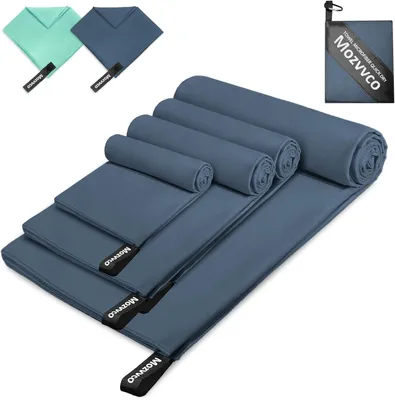 Imagen del producto de Toalla de microfibra, súper absorbente, de 200 x 100 cm, color azul marino, para la ducha