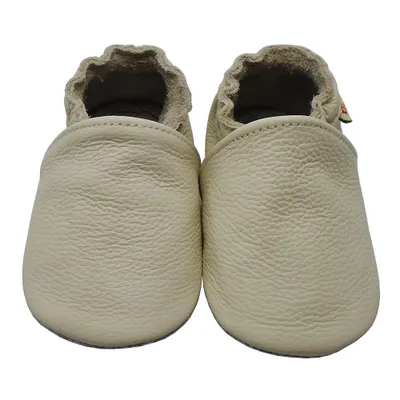 Produktbild von YALION® Baby Krabbelschuhe aus Echtleder, weiche Lauflernschuhe für Mädchen & Jungen, rutschfeste Ledersohle, Beige, Größe S (0-6 Monate)