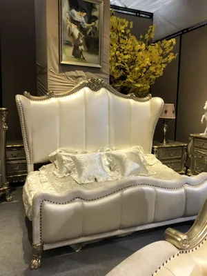 Produktbild von Klassisches Bett Barock Rokoko Chesterfield Stil Doppel Leder Hotel Antik Betten