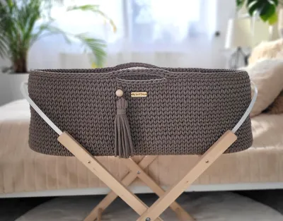 Immagine prodotto di Cestino di cotone in stile boho fatto a mano con materassino - Moka