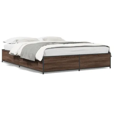 Produktbild von vidaXL Bettgestell Braun Eichen-Optik 120x190 cm Holzwerkstoff Metall