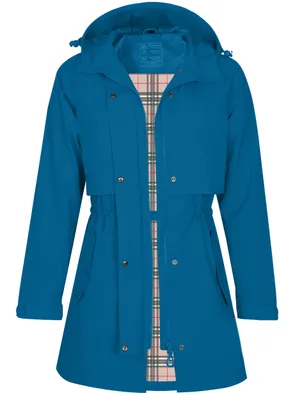 Produktbild von ATLASLAVA Damen Regenjacke Regenmantel Wasserdicht Kapuze Women Rain Jacke Übergangsjacke Outdoor Frühling Sommer Herbst, XXXL, blaugrün
