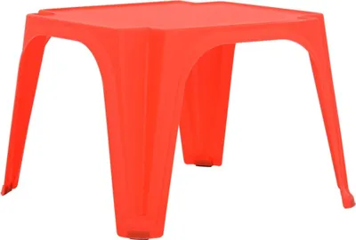 A bright orange stool or small table.
