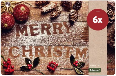 Produktbild von Abwaschbare Tischsets 6er Set Weihnachten Merry Christmas