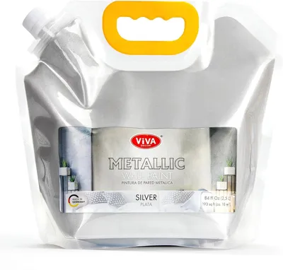 Produktbild von Viva Decor Metallic Wandfarbe Silber 2,5 l im Beutel, Effektfarbe für Wände, Möbel & Deko, wasserbasiert, hochdeckend & abriebfest