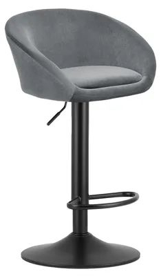 Image de Tabouret de bar East en velours gris avec piètement noir