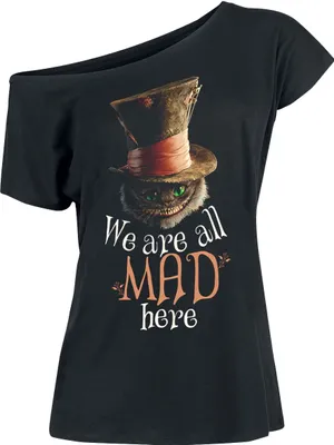 Produktbild von Alice im Wunderland T-Shirt Damen We Are All Mad Here schwarz S