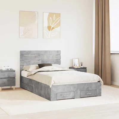 Obrázek produktu pro Maison Exclusive – Rám postele se zásuvkami, barva betonová šedá, rozměry 120 x 200 cm, materiál: dřevovláknitá deska