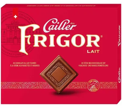 Produktbild von Cailler Frigor Milk, 280 g, Zucker, gezuckerte KONDENSMILCH (21%) (MILCH, MAGERMILCH, Zucker), Kakaobutter, Kakaomasse,..., Box