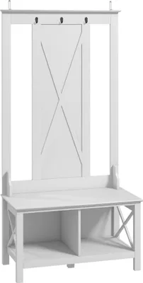 Image de Étagère à chaussures/porte-chaussures en bois - Porte-chaussures - Avec 3 crochets - Dimensions 80,5×40×168 cm - Blanc