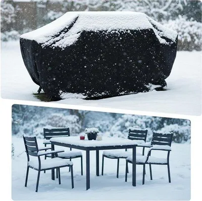 Zdjęcie produktu dla Zestaw mebli ogrodowych odporny na warunki atmosferyczne – odporny na warunki atmosferyczne i zarysowania – 335 x 185 x 65 cm – czarny