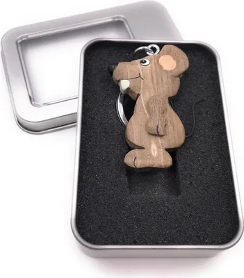 Produktbild von Schlüsselanhänger Holz MNagetier Nager Haustier Tier Anhänger in Geschenkbox