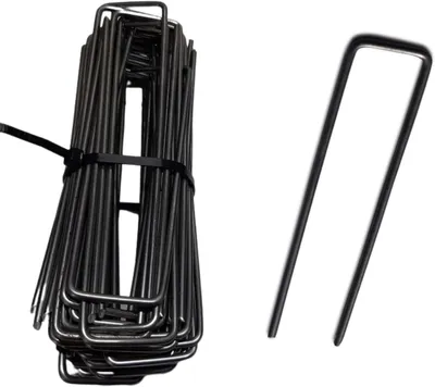 Zdjęcie produktu dla (100 sztuk) Kotwa gruntowa wykonana ze stali nieocynkowanej - długość 150 mm, szerokość 30 mm, Ø 3 mm - Kotwa gruntowa do mocowania agrowłókniny