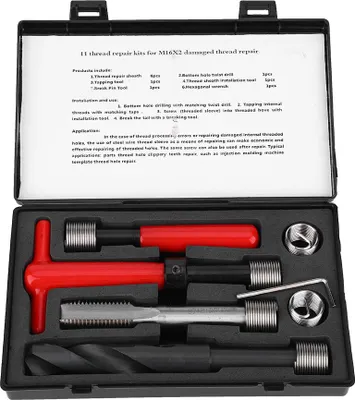 Produktbild von 11-teiliges Gewindereparatur-Set Edelstahl-Gewindeschneidwerkzeug-Schraubenschlüssel Gewindeeinsatz-Werkzeug M16x2