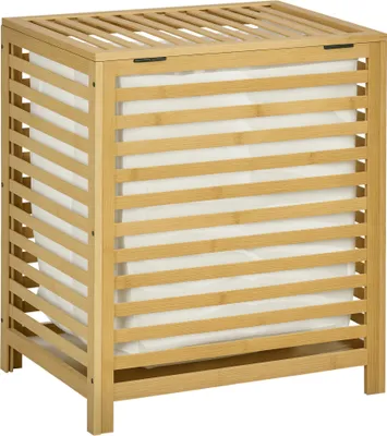 Zdjęcie produktu dla HOMCOM Pościel bambusowa z wyjmowanym workiem z poliestru i bawełny, z pokrowcem - wymiary 50L x 36L x 60H naturalne drewno
