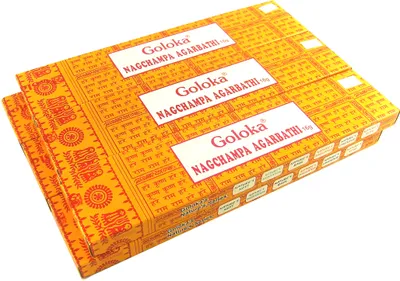 Produktbild von Goloka Nag Champa Masala Räucherstäbchen gelb Räucherwerk 6 x 16g Duftstäbchen