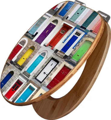 Produktbild von banjado Design WC Sitz Bambus Absenkautomatik -Türen - Toilettendeckel mit Absenkautomatik Holz/hochwertiger Bambus Klodeckel/WC-Sitz für alle gängigen Toiletten [TDB2 10438]