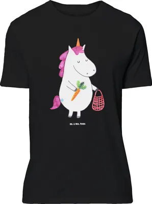 Produktbild von Mr. & Mrs. Panda Größe L T-Shirt Einhorn Vegan - Schwarz - Geschenk, Shirt, Unicorn, Veganismus, Gesund essen, mit Spruch, Rohkost, Tshirt, Veganer, Leben
