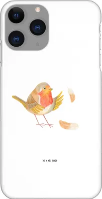 Produktbild von Mr. & Mrs. Panda Iphone 11 Pro Handyhülle Rotkehlchen Federn - Weiß - Geschenk, fliegen, Lustige Sprüche, Spruch Motivation, Vogel, Mut, Premium Kunststoff, Handy Case
