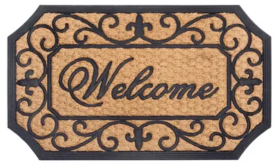 Produktbild von NYVI Fußmatte Kokos - Rutschfest, Wetterfest, für Innen und Außen - Schmutzfangmatte Kokosmatte - 45x75 cm Rechteckig - Welcome Ornamente