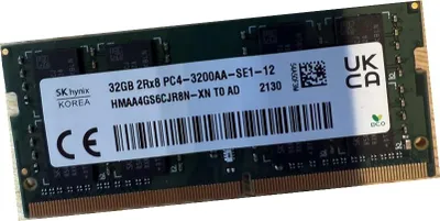 Imagen del producto de SK Hynix, 32GB SODIMM DDR4 3200 PC4 1Rx16 HMAA4GS6CJR8N-XN, memoria RAM para portátil