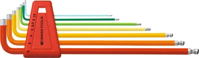 Produktbild von PB Swiss Tools Sechskant-Winkelschraubendreher-Satz, lang, pulverbeschichtet, 7-teilig