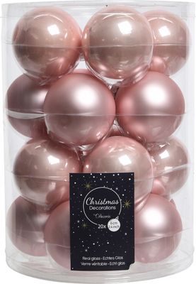 Weihnachtskugeln Glas 6cm x 20 Stück - Puderrosa
