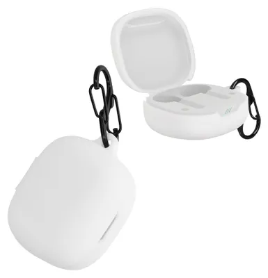 Produktbild von kwmobile Schutzhülle für JBL Wave 300 TWS Hülle - TPU Silikon Case für Kopfhörer Ladecase - stoßfestes Cover mit Karabiner - Weiß
