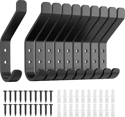 Produktbild von 10-Stück Garderobenhaken vintage schwarz für Schlafzimmer und Badezimmer
