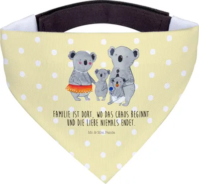 Produktbild von Mr. & Mrs. Panda Bandana Koala Familie - Gelb Pastell - Geschenk, Muttertag, Koalas, Hundebandana, Hunde Halstuch, Family, Hundehalstuch, Mama, für Hund, Dreieckstuch