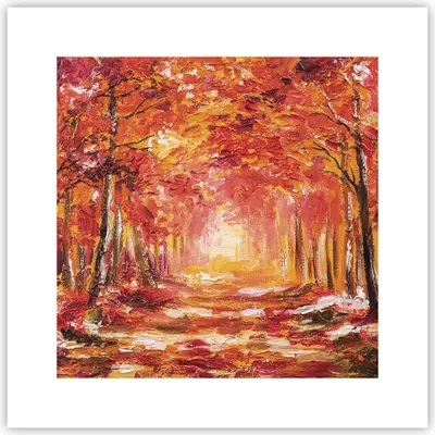Produktbild von Poster - Poster ohne Rahmen - Herbst Wald Rot - 30x30 cm - Wand Bild - Wanddeko - Wandbilder - Kunstposter - Wandposter - Bilder - Kunstdruck - Wanddekoration - Wandbild - P2XAC30x30-4238