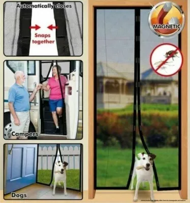 Produktbild von GKA Magic Mesh Fliegengitter Magnete Fliegen Vorhang Tür Balkon Terrasse schwarz Terrassentür 100 x 210 cm zuschneidbar