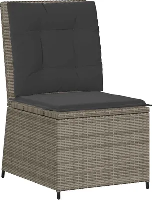 Image de Canapé de jardin vidaXL avec coussins, gris, en polyrotin